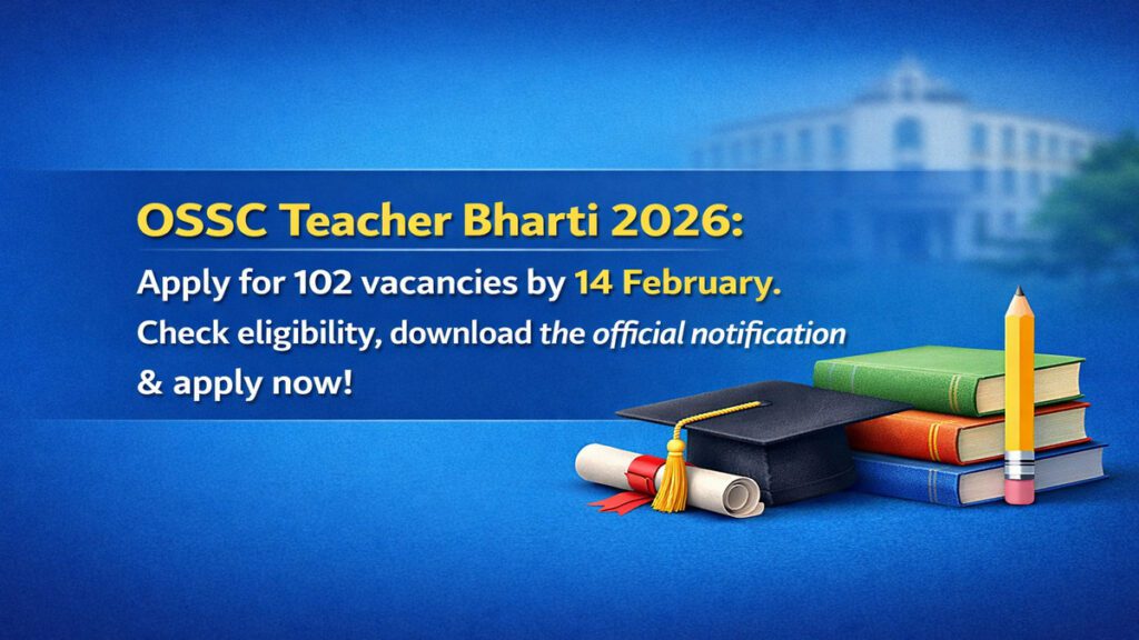 OSSC Teacher Recruitment 2026: 102 Posts, Apply by 14 February 